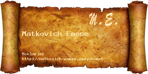 Matkovich Emese névjegykártya